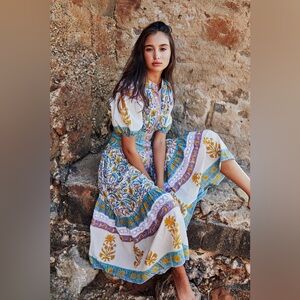 Charina Sarte Amara Midi maxi floral dress 100% cotton small women’s designer